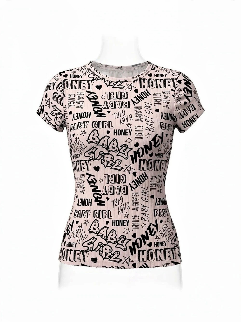 Graphic Short Sleeve Tee in Pink & Black